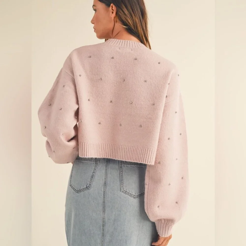 NWT Mable Ultra Soft Rhinestone Bell Sleeve Sweater Size M - Picture 2 of 5